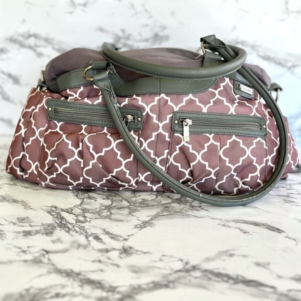JJ Cole Diaper Tote Bag Gray Mauve Large